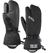 EXski Waterproof Winter 3-Finger Ski Gloves Warm Insulated Snow Mittens for Cold Weather Snowboar...
