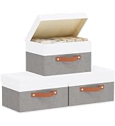 YheenLf Fabric Storage Boxes with Lids, Linen Foldable Cloth Baskets, Closet Organizer Containers...