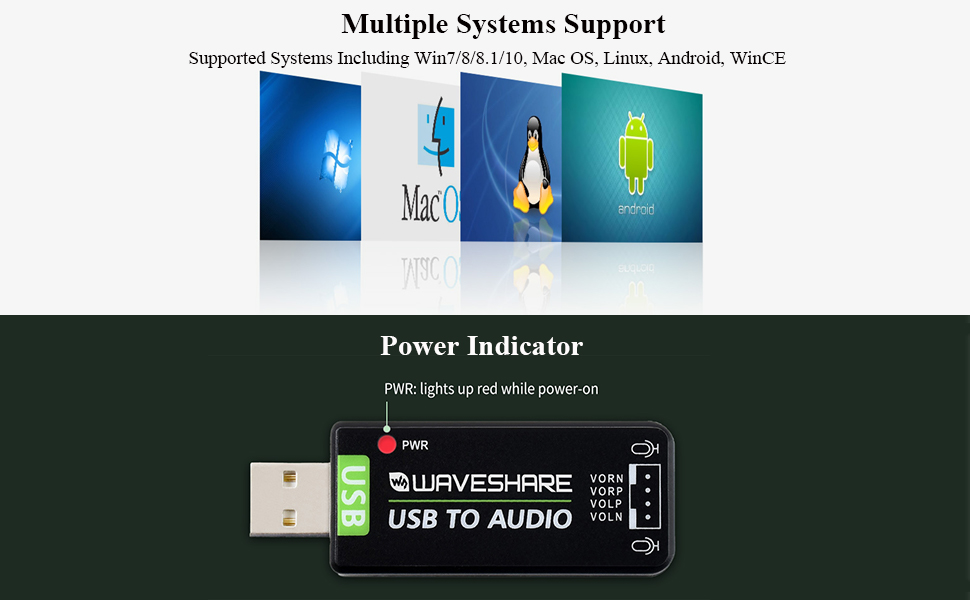USB TO AUDIO+8O 5W speaker
