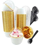 Cupcake Liners with Dome Lids 100Pack,Free-Air 3.5Oz Mini Foil Baking Cups Muffin Liners,Disposab...