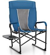 ALPHA CAMP Oversized Folding Camping Chairs High Backrest Reclining DirectorHeavy Duty Lawn Chair...
