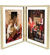 Golden State Art, Light Gold 8x10 Hinged Double Frame - Floating Frame for 6 x 8 or Smaller Photo...