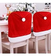 4pc Red Hat Dining Chair Slipcovers,Christmas Chair Back Covers Kitchen Chair Covers for Christma...