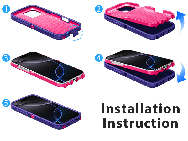 Jelanry iphone 16 pro max phone Case Heavy Duty Rugged Dual-Layer Protection Shockproof Dropproof