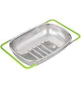Tenta Tenta Kitchen Over Sink Strainer Colander Basket Stainless Steel For Kitchen with Rubber Gr...