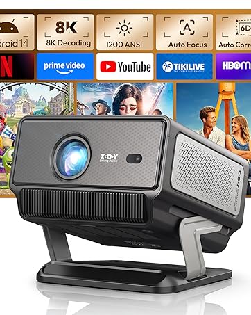 1200 ANSI Smart Projector with WiFi and Bluetooth Native 1080p, 4K Support, Home Theater Projector