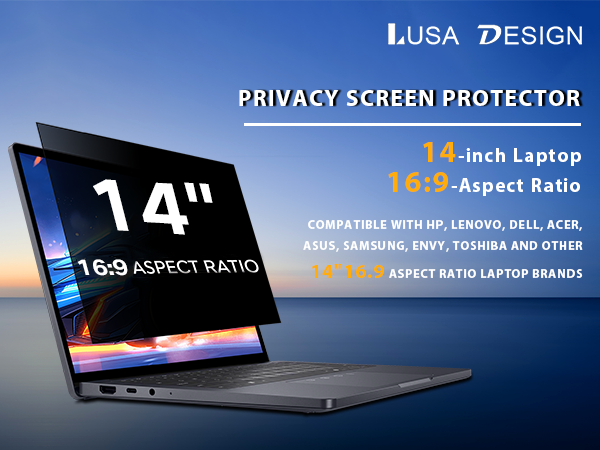 Laptop Privacy Screen 14 Inch 16:9 Aspect Ratio