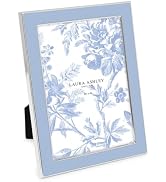 Laura Ashley 4x6 Cashmere Blue Enamel Picture Frame, Silver Edge w/Easel | Enamel Photo Frame for...