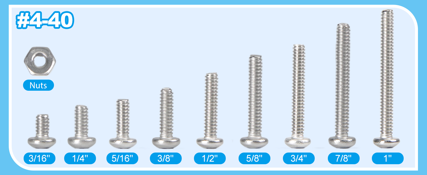 #4-40 Phillips Pan Head Machine Screws Nuts Washers Assortment Kit