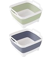 2 Pack Foldable Dish Tub-2 * 9L Dishpan for Washing Dish Tub-Foldable Wash Basin Bucket Portable ...