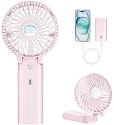 HandFan 5200mAh Handheld Fan Rechargeable, 20H Runtime Hand Fan, 3 Speeds Strong Airflow, Persona...