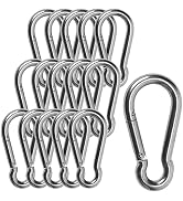 Carabiner 3 Inch Spring Snap Hook, 16pcs M8 5/16 Inch Spring Snap Hook Quick Link for Camping Hik...