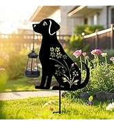 Bshine Dog Solar Light Outdoor Garden Decoration, Waterproof Metal Stake Black Outdoor Statue Lan...