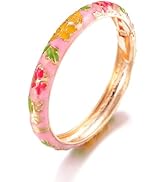 Roe Dolph 2pcs Chinoiserie Cloisonne Bracelet Cloisonne Jewelry Vintage Flower Bangle Bracelets W...