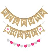 Welcome Home Banner Burlap Welcome Home Decorations, Rustic Bunting Garland Welcome Home Party De...