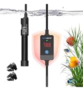 AQUASMITH 50W Aquarium Heater Precise Control Fast Heat Auto Off Anti Dry Burn 0-4Gal Tank | Exte...