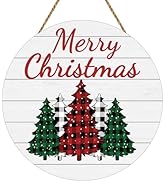 Christmas Decorations Indoor Door Decorations Merry Christmas Sign Buffalo Plaid Tree Wall Decor ...