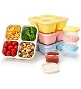 HestiaSnax 4 Pack Bento Snack Boxes, 4 Compartments, Wheat Straw | Reusable Food Storage for Kids...