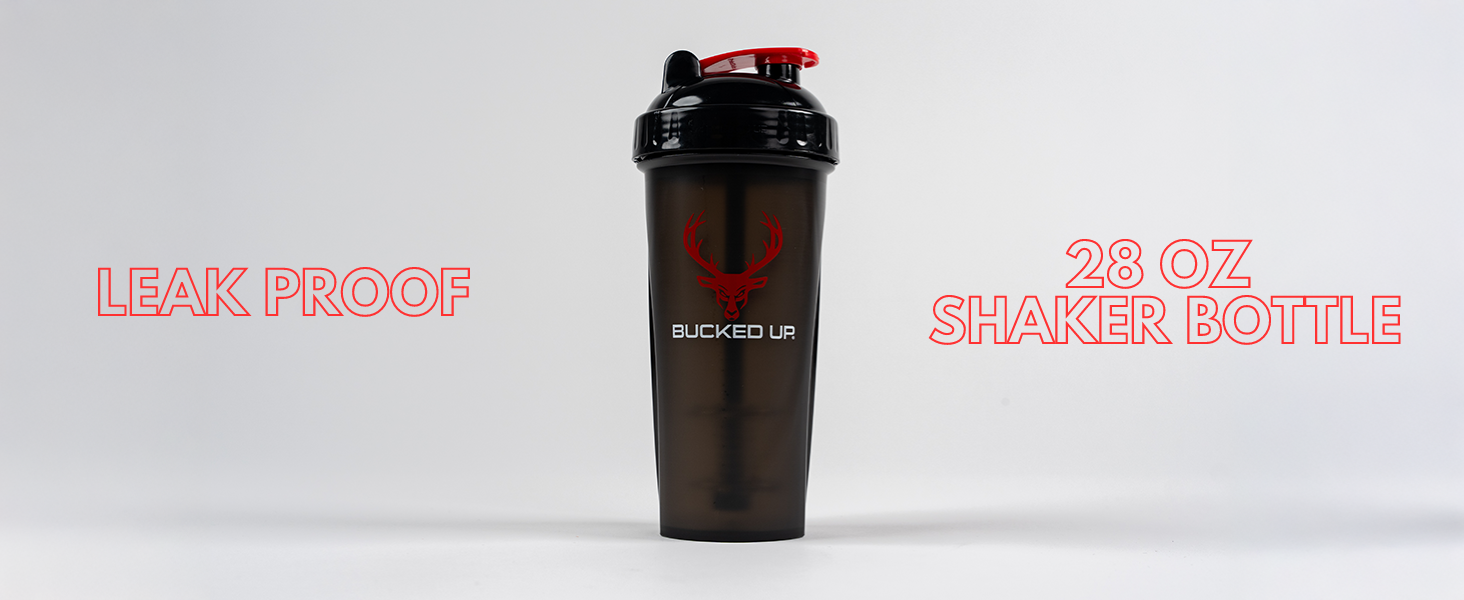 Bucked Up Perfect Shaker Bottle, Leak proof, 28 oz shaker bottle