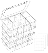 Mauproy 4 Pack 8 Grids Plastic Bead Organizer Boxes, Small Clear Storage Containers with Removabl...