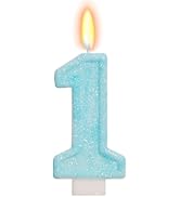 FAMGift Blue Birthday Candles - Number 1 Candle for A Little Boo 1st Birthday Decorations Boy Gir...