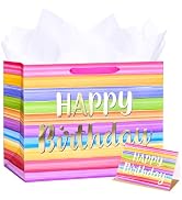 ZGORENDZ 14" Large Gift Bag with Matching Tissue Paper, Card & Envelope for Birthdays Party Color...