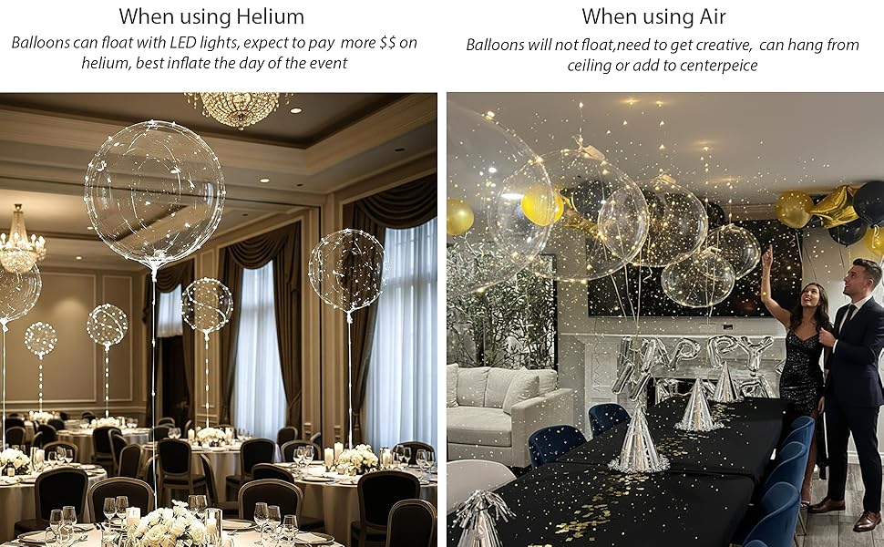 showing balloons used with helium and air