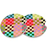 Car Coasters 2 Pack, Small 2.56" Stone Car Interior Cupholder Absorbent Coaster with Cork Back fo...