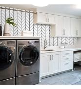 LXCREAT Black and White Peel and Stick Wallpaper for Laundry Forgiving Removable Stripes Contact ...