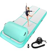 KIKILIVE Inflatable Gymnastics Tumble Mat and Air Roller Set, Air Mat Track and Gymnastics Air Ba...