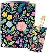 PRESSINART Floral Passport Holder Luggage Tag for Travel Essentials 5.5 x 4.1 x 0.2 Inch Cute Pas...