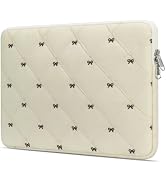 15 Inch Lightweight Bow Puffy Laptop Sleeve Case, Protective Shockproof Laptop Bag for Women, Sof...
