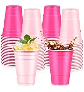 LANLISA 100Pcs Pink and Hot Pink Plastic Cups, 16 oz Disposable Cups For Birthday Party Decorations