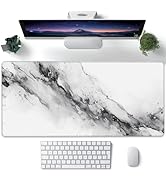 XXL Mouse Pad, White Black Marble Texture Large Desk Mat for Desktop, Extended Large Gaming Mouse...