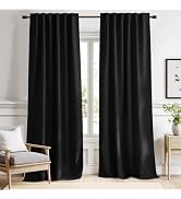 NICETOWN Halloween Black Blackout Living Room Curtains 84 inches Long, Black Out Curtain Panels f...