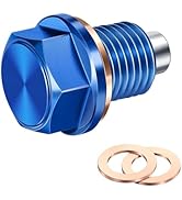 WZP M14 x 1.5 Magnetic Oil Drain Plug with Red Copper Crush Washer Gasket, Aluminium Oil Pan Drai...