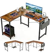 SageNest L-Shaped Corner Home Office Computer Desk, Gaming Desk with CPU Stand Shelf and Hanging ...