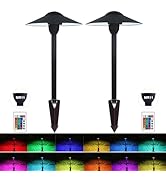 Makergroup Color Changing Pathway Lights with Remote, Multicolor Path Lights with RGB MR11 LED Bu...