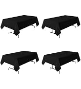 PLOYMONO 4 Pack Black Tablecloths 90 x 132 Inch for 6 Foot Rectangle Tables - 6FT Rectangular Bul...
