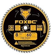 FOXBC 8-1/4 Inch Table Saw Blade 60 Tooth Fine Finish Wood Cutting with 5/8" Arbor, Diamond Knockout