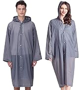 Cosowe Rain Ponchos for Adults Reusable, 2 Pcs Raincoats Emergency for Women Men with Hood and Dr...