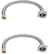 (2pcs 12 inch) PLUMBINGMASTER Toilet Water Supply Line,3/8" Comp x 7/8" BC Braided Stainless Stee...
