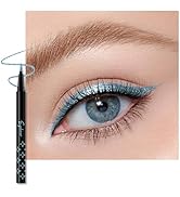 HHLTOH Sky Blue Metallic Glitter Liquid Eyeliner Pen – Long-Lasting Sparkly Waterproof Eyeliner f...