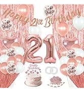 21st Birthday Decorations for Her 21st Birthday Decorations Rose Gold 21 Number Balloons for Girl...