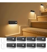 NIORSUN Motion Sensor Night Lights, 8 Pack Black Rechargeable 2-Mode Stair Lights Indoor with 3 C...