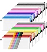 Smarpau Pencil Pouch Bulk, 24 Pack 12 Colors 9.3" x 4.7" Small Mesh Zipper Pouches Pencil Case, M...