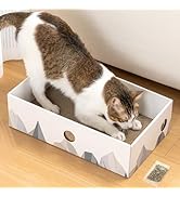 Conlun Cat Scratcher Box with Heavy-Duty Double-Sided Cardboard Pad, Cardboard Lounger, Interacti...