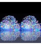 woohaha Solar String Lights, 2 Packs 100 LED Copper Wire Lights, Waterproof Fairy Decoration Star...