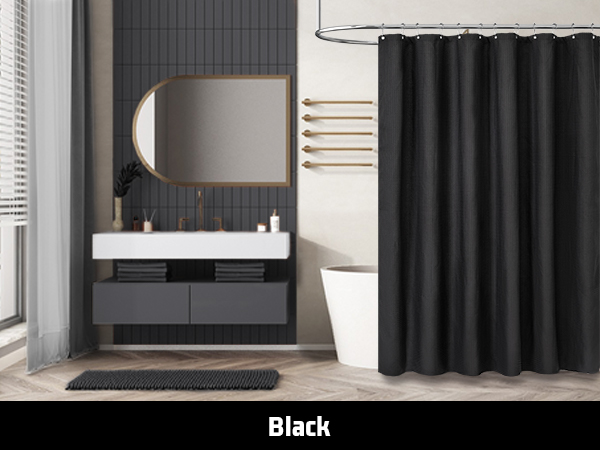 black shower curtain
