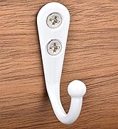 Alele 12Pcs Wall Mounted Coat Hooks,Single Prong Robe Hook for Hanging,White-Painted (White Singl...